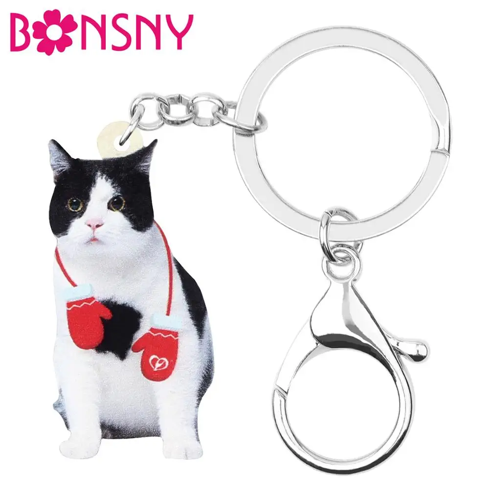 Bonsny акриловые рождественские жесткие перчатки в виде кошки для женщин и девушек