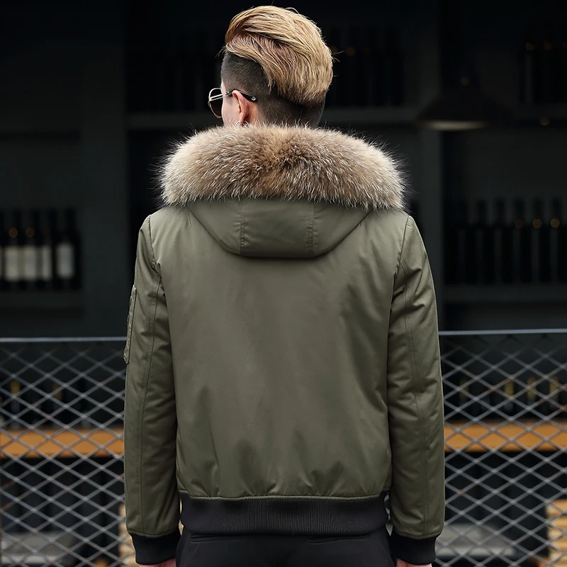 

Coat Real Fur Parka Men Rabbit Fur Liner Men's Winter Jacket Korean Raccoon Fur Collar Plus Size Parkas T-89-2303 KJ2539