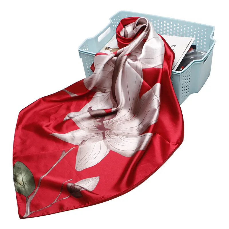 

2020Fashion Hair Scarf For Women Kerchief Silk Satin Hijab Scarfs 90cm X90CM Square Shawls Neckerchief Scarves For Ladies WJ138