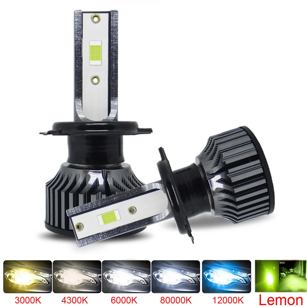 

2Pcs Super Bright lemon Car Headlights H7 LED H4 H8/H9/H11 HB3/9005 HB4/9006 Auto Bulb 80W 12000LM Automobiles Headlamp 6500K