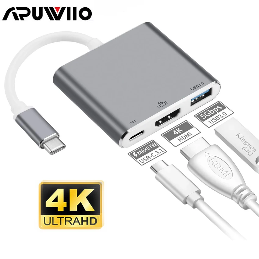 Тип C к HDMI 3 в 1 взаимный обмен данными между компьютером и периферийными