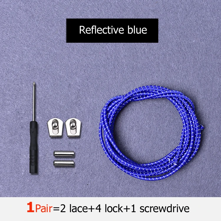 reflective blue Шнурки без завязок эластичные шнурки для обуви с металлическим замком для кроссовок, походных ботинок или спортивной обуви для бега и тенниса - Цвет: reflective blue