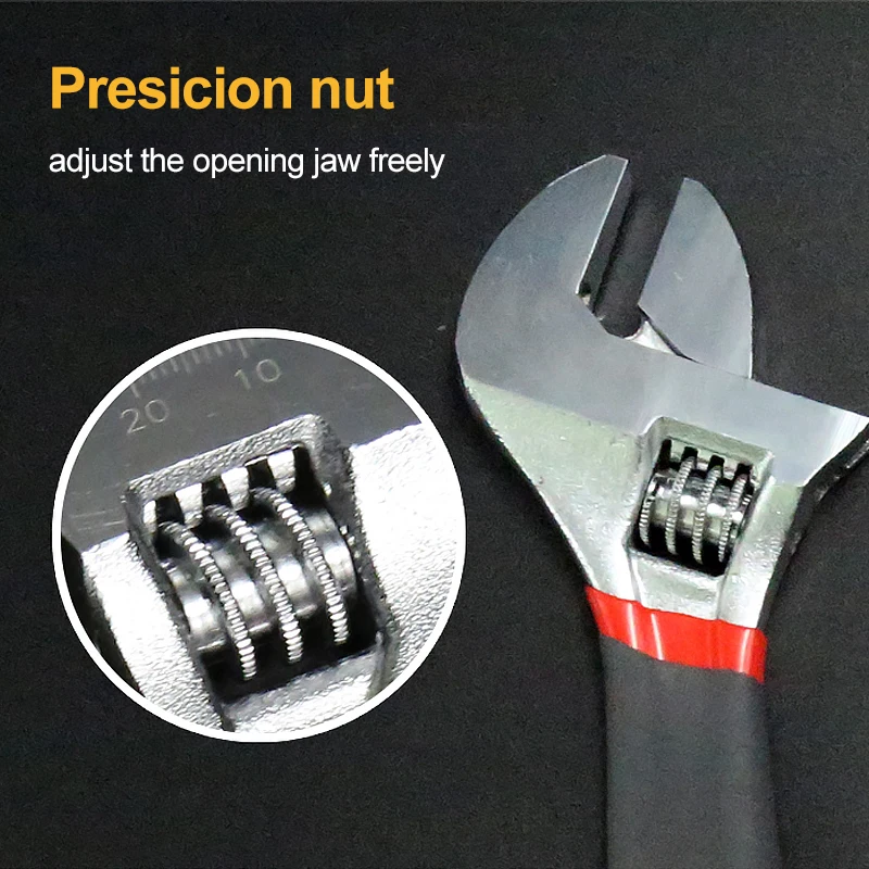 

UNI T Adjustable Wrench Maximum 30mm Diameter Universal Big Spanner Head Jaw Repair Tool for Car House Construction Nut Key
