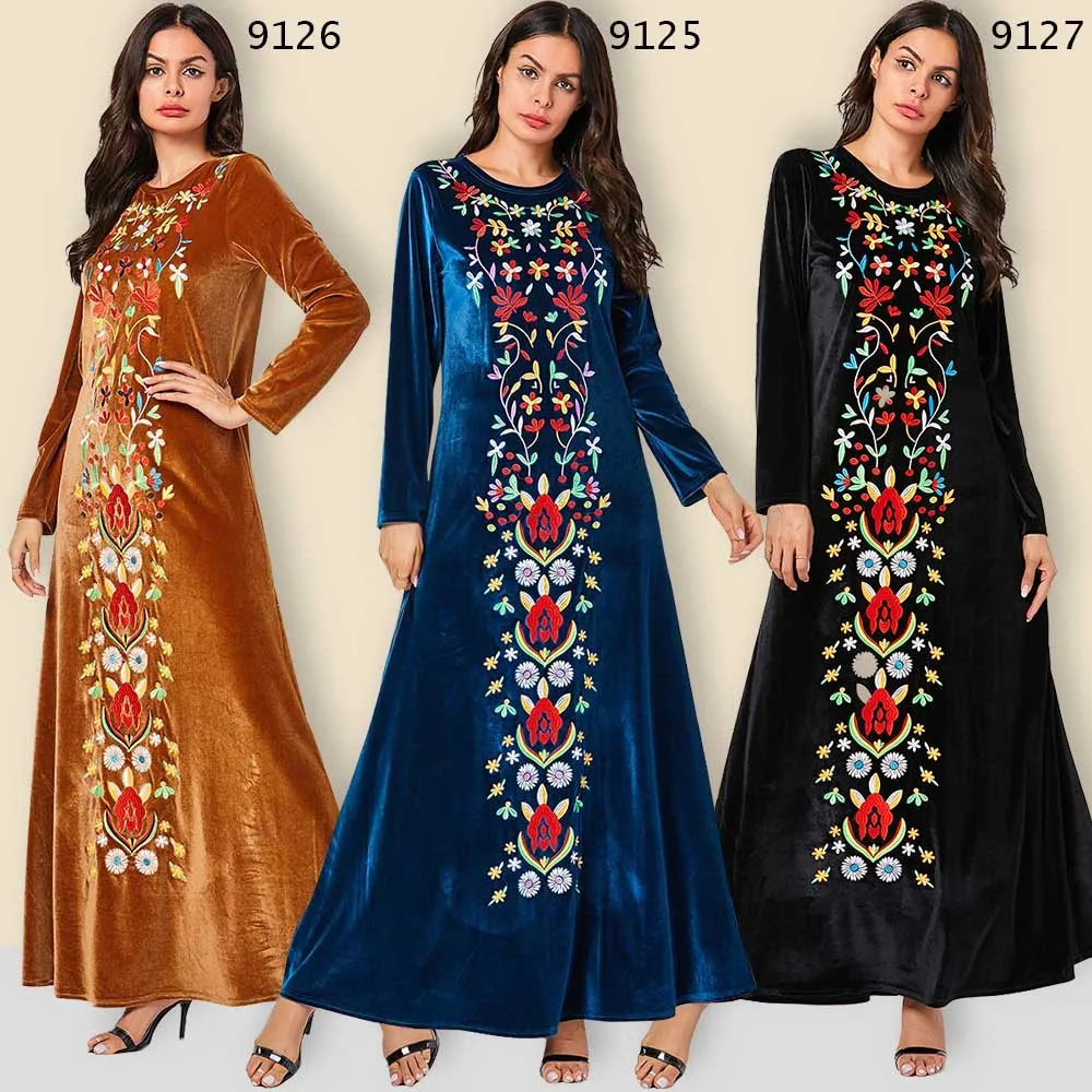 Платье женское Осеннее/зимнее длинное вельветовое с галстуком-бабочкой и