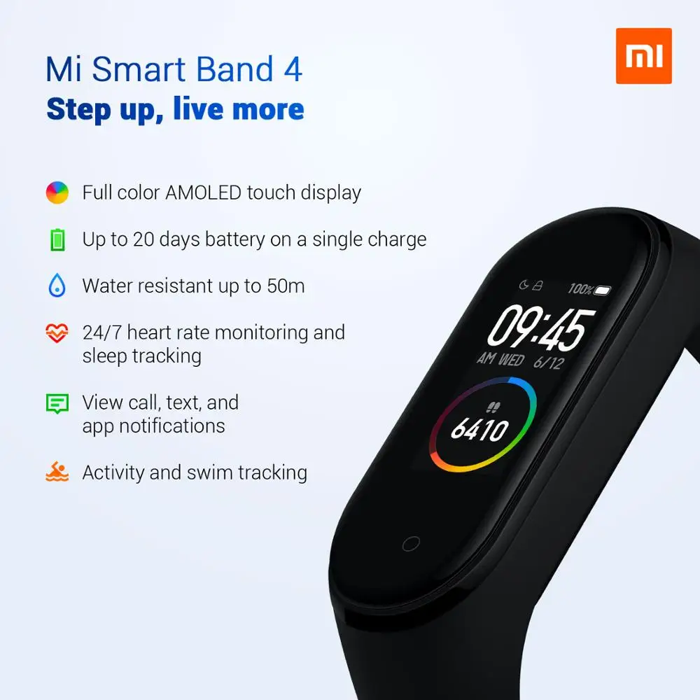 Xiaomi Mi Band 4 Глобальная версия смарт браслет фитнес трекер сердечного ритма AMOLED