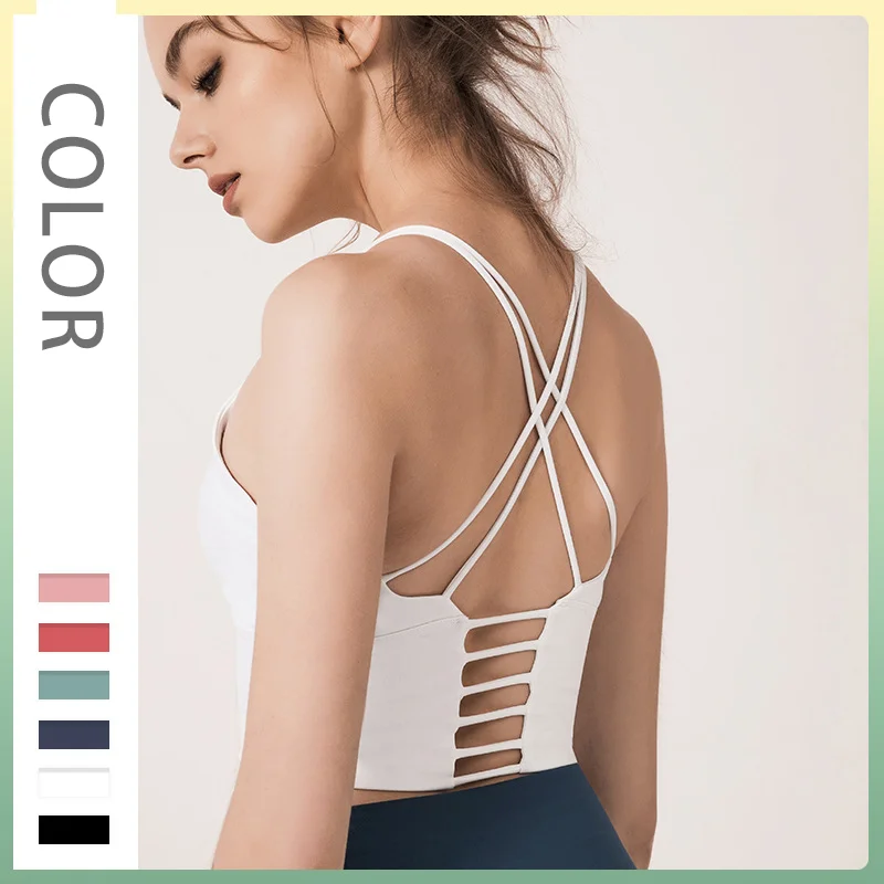 

New Sleeveless Yoga Sports Tops Women's Vest Hollow Sexy Female Shockproof Running Gather Beautiful Back Yoga Vest Fitness Tank