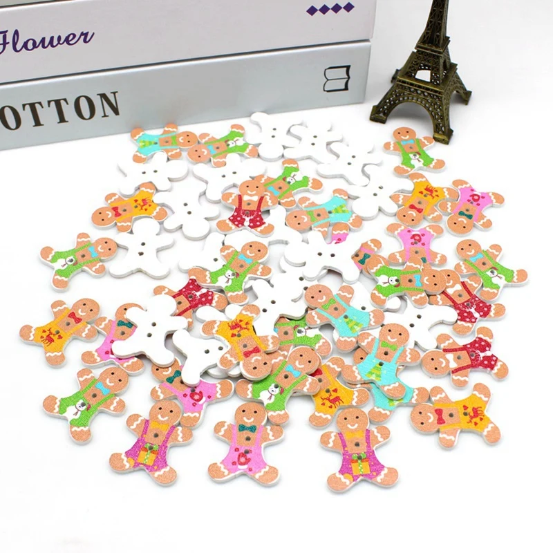 40 шт./упак. смешанные рождественские деревянные аксессуары для скрапбукинга