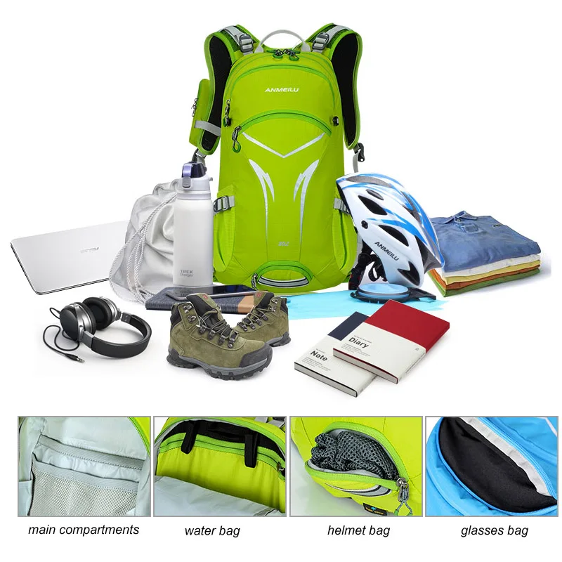 20L Waterproof Bicycle Backpack Hiking Camping Ladder Water Bag with Rain Cover Outdoor Sports Running Hydration | Спорт и
