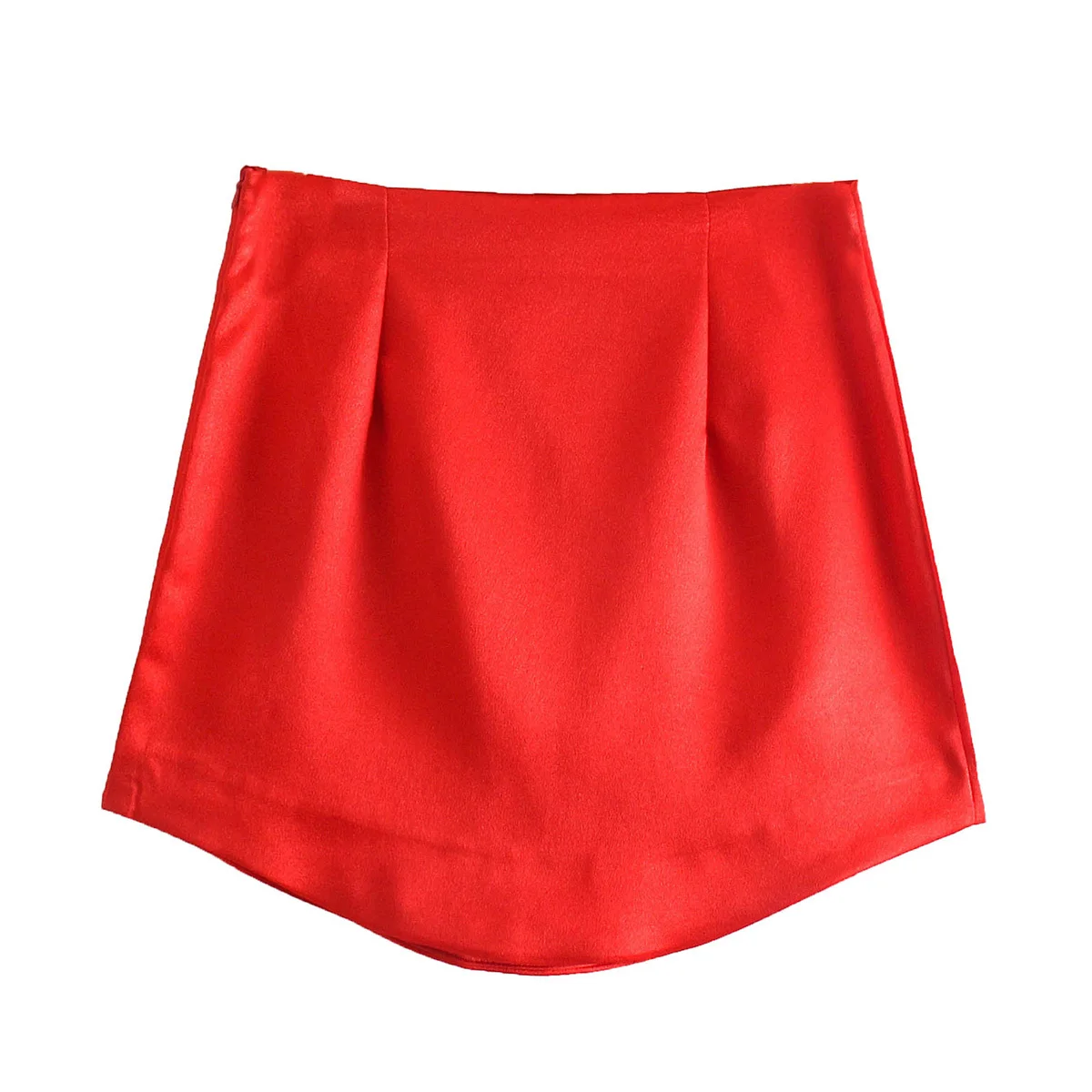 

Za 2021 High-waist Red Mini Skirt Women Invisible Side Zip Irregular Hem Chic Lady Sexy Girl Y2K Short Skirt Woman jupe femme