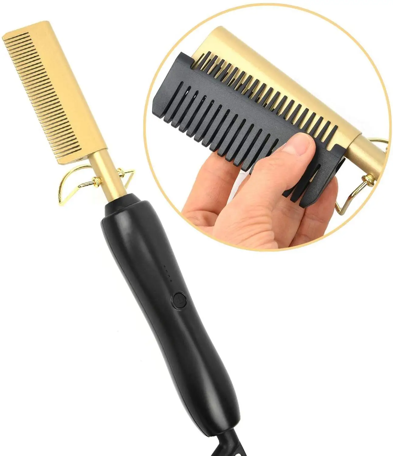 

Hot Comb Electric Hair Straightener, Multifunctional Copper Brush , Electric Heating Comb,Security Portable Curling Iron