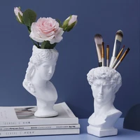 great artist resin vase flower pot nordic style human head pen brushes holder home decoration creative garden planter