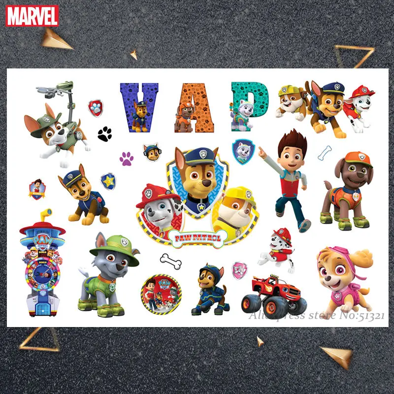 Лаванда Paw Patrol милый мультфильм временные татуировки наклейки для детей мальчиков Игрушки бумага для тату паста водонепроницаемый день рождения подарок для детей - Цвет: Лаванда