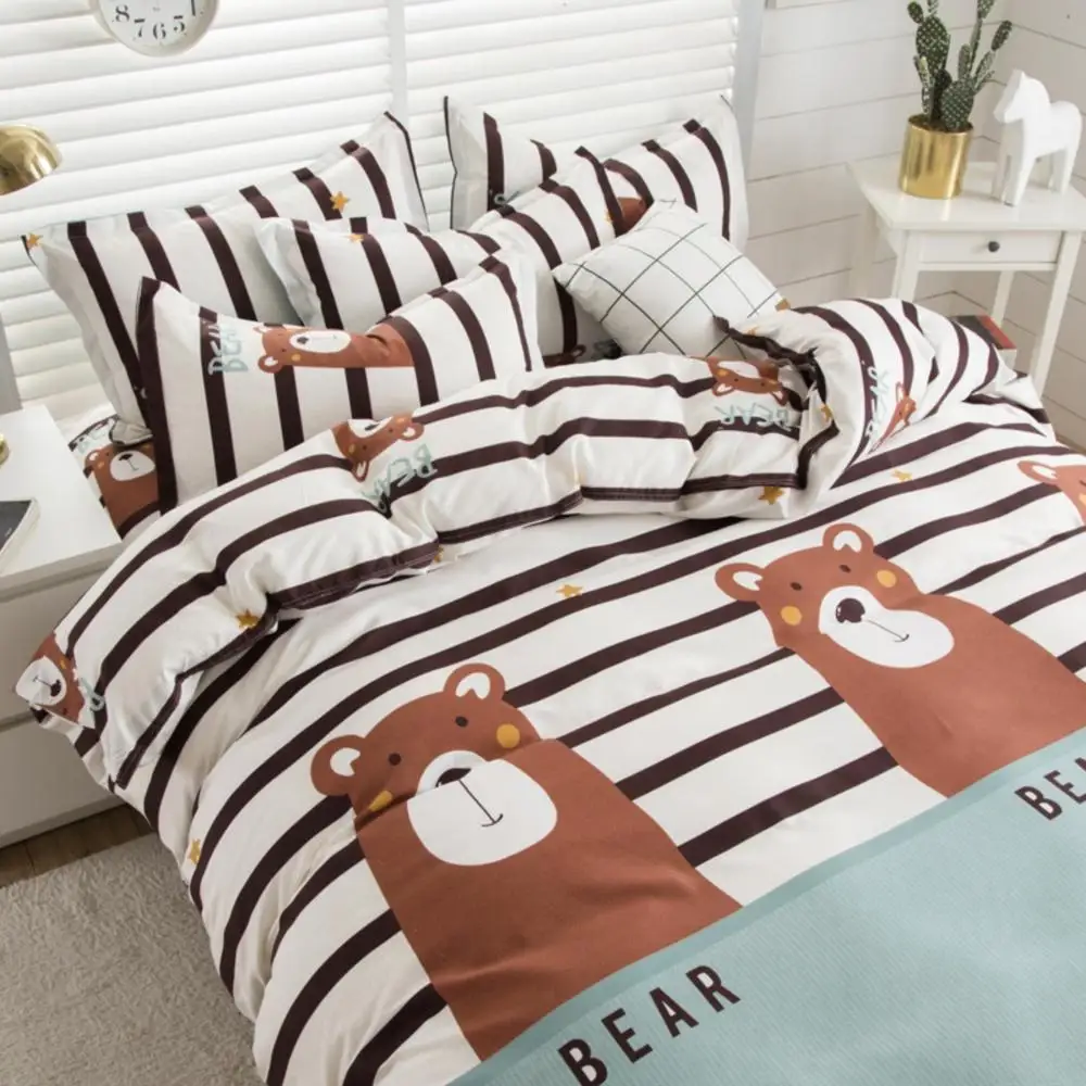 

25 2/3/4pcs King Size Bedding Sets Family Set Include Bed Sheet Duvet Cover Pillowcase bear children boy gife