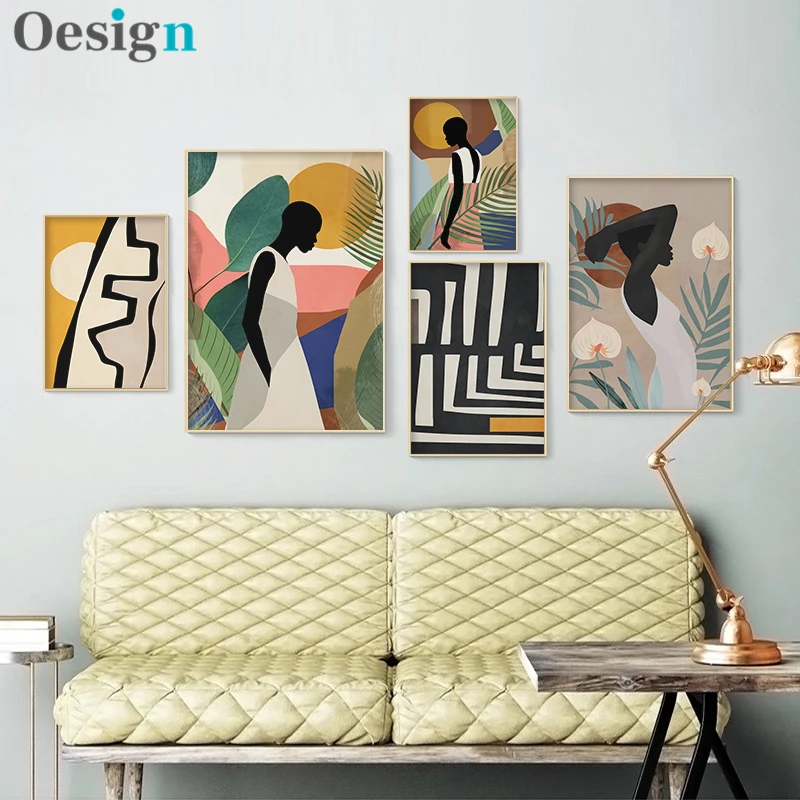 

Geometric Abstract Girl Minimalist Wall Art Canvas Painting Nordic Posters And Prints Wall Pictures For Living Room Home Decor