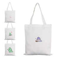 cartoon dinosaur shopping net hand bags for women braided bag pride tote rainbow luggage bags with handle hippie canvas shopper
