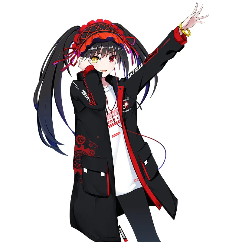 Ветровка унисекс для косплея токисаки Куруми худи на молнии с капюшоном в стиле