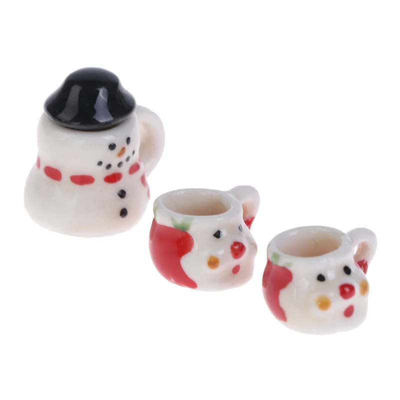 

1Set 1:12 Dolls House Miniature Cups Pot Set Direction Furniture Christmas Ceramics Coffee Tea Cups Dollhouse Accessory