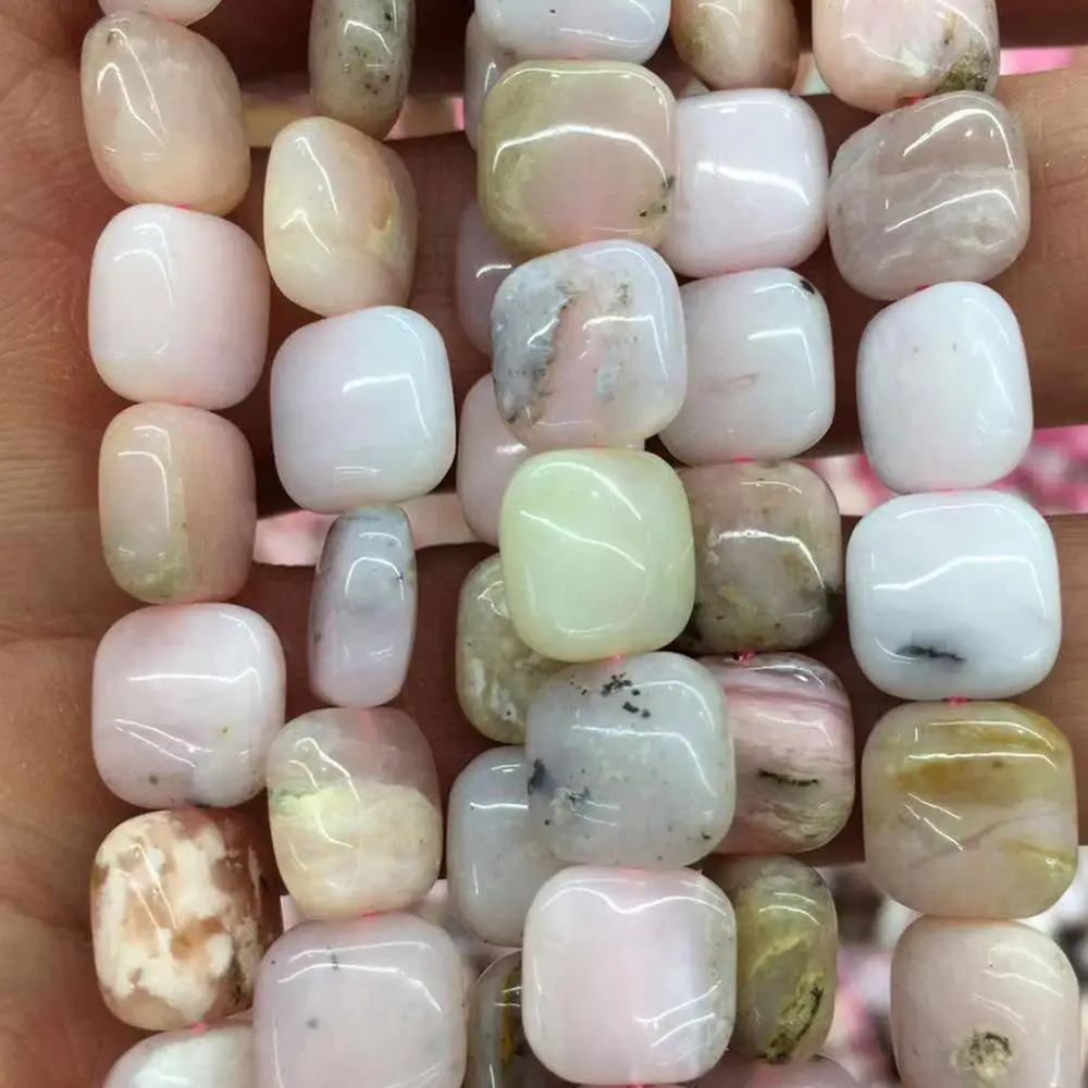 

Free shipping jewelry 10mm 15mm Pink Opal Suqare Loose Beads 15" G9113