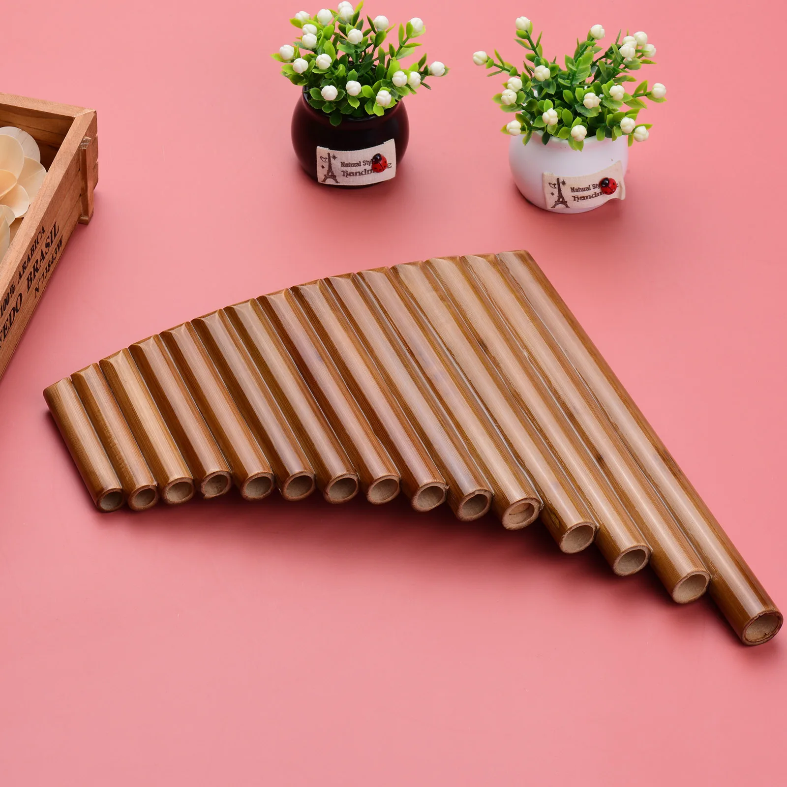 

Muslady 15 Pipe Pan Flute G Key Pan Pipes Natural Bamboo Panpipes Chinese Traditional Woodwind Instrument with Carry Bag