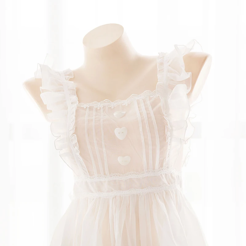 Женская прозрачная короткая юбка фартук белая бандажная ночная рубашка с