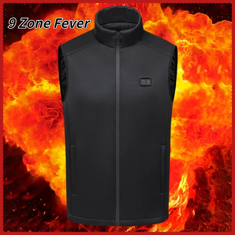 

9 Areas Heated Vest Men Women USB Heated Jackets Double Control Gear Adjustment Men Women Smart Constant Heating Jacket M-6XL