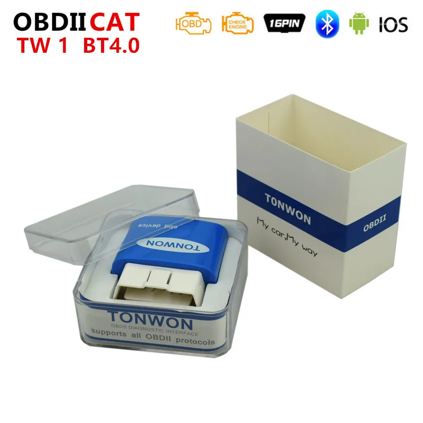 50 шт. DHL TONWON автомобильный Bluetooth/WiFi OBD2 диагностический сканер OBD проверка кода