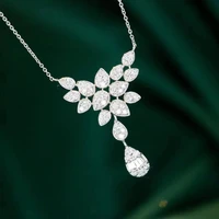 2022 new shiny aaaa zircon geometry necklace exquisite womens pendant clavicle chain attend party jewelry 925 silver necklace