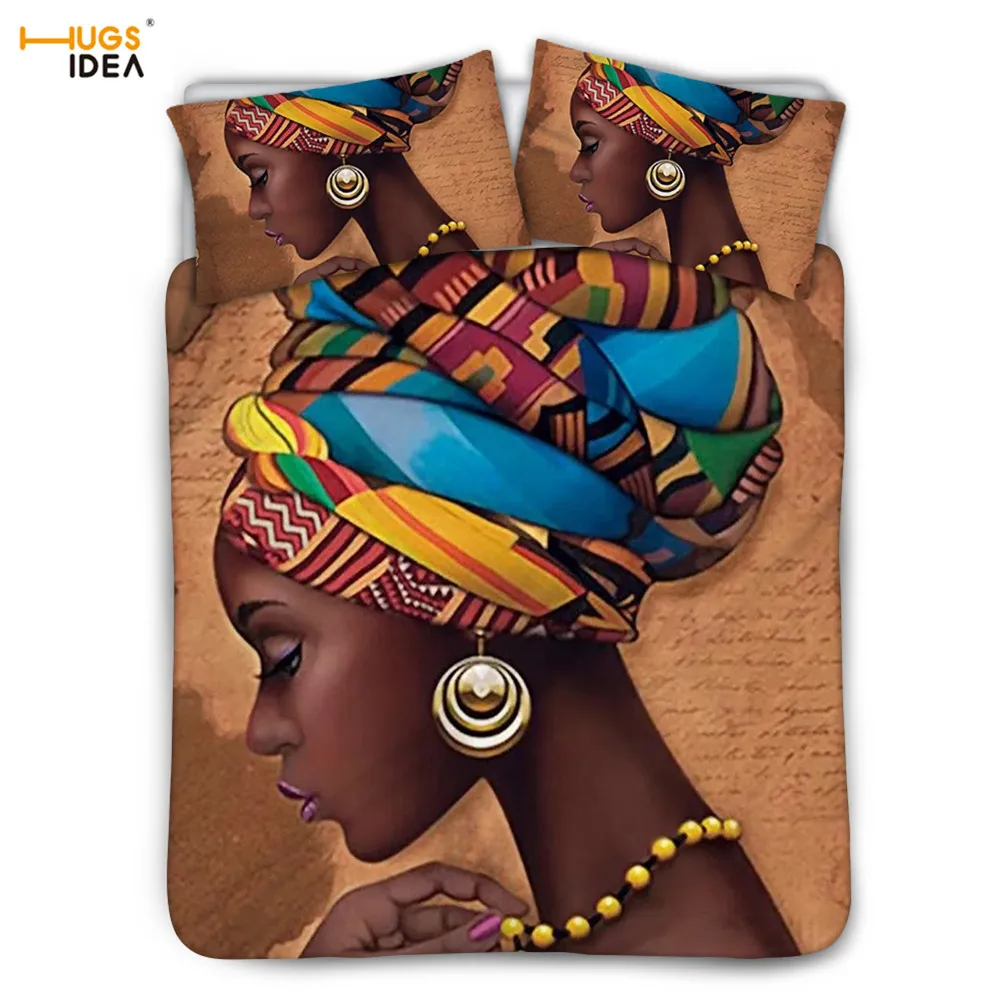 Винтажный Африканский Женский комплект постельного белья HUGSIDE с принтом