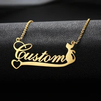 personalized custom name necklace stainless steel gold choker nameplated necklace pendant for girls lady female