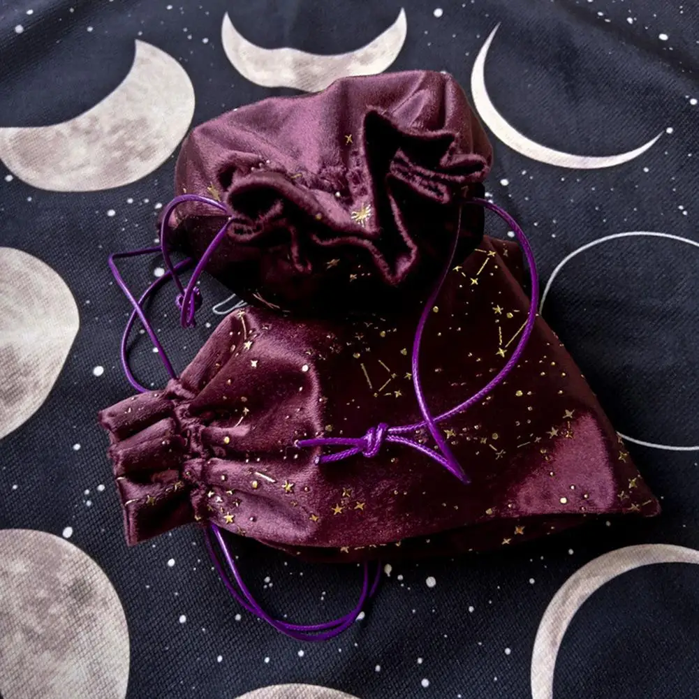 Star Moon Velvet Bag Tarots Oracle Card Witch Divination Crystal Storage Game Package Drawstring Bags Board Games | Спорт и