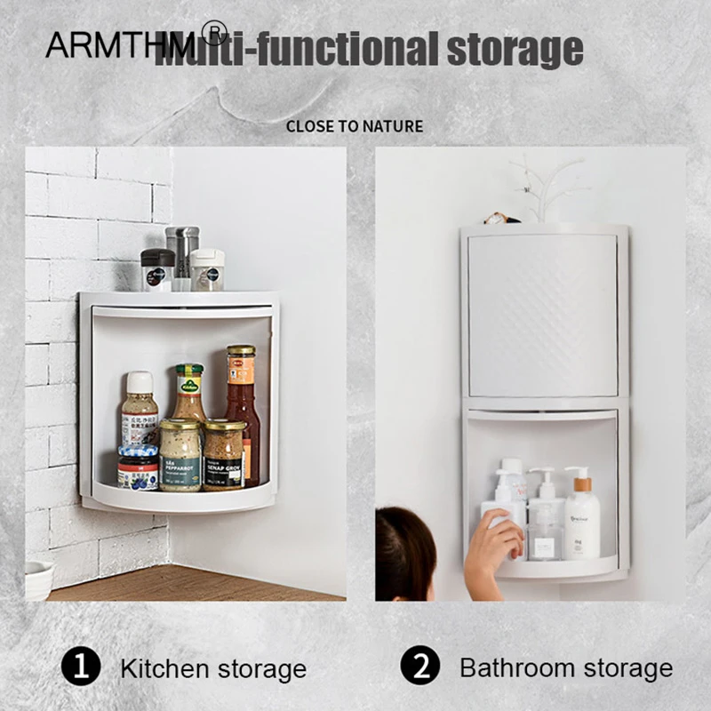 rotatable triangle corner cabinet lockers kitchen wall hanging dustproof shelf bathroom storage waterproof bathroom accessories free global shipping