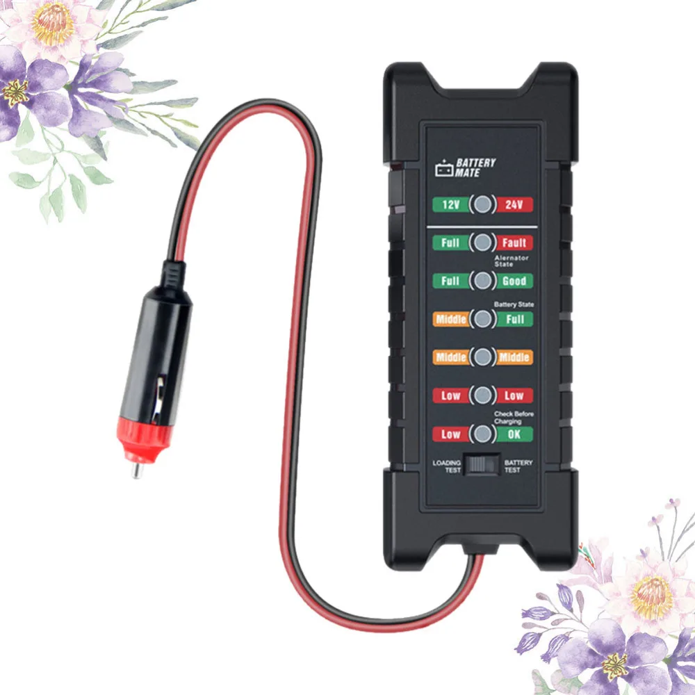 

12V/24V Car Battery Tester Battery Mate Alternator State Digital Tester LED Lights Display Diagnostic Tool with Cigarette Lighte