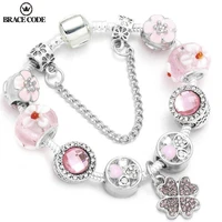 new fashion flower beads charm bracelets bangles jewelry fit brand bracelet for women dropshipping