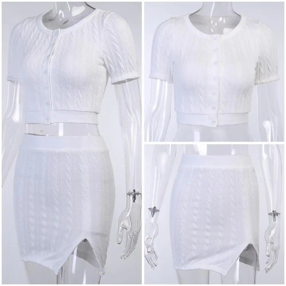 Nadafair Женский комплект из двух предметов трикотажный кардиган топ и юбка с