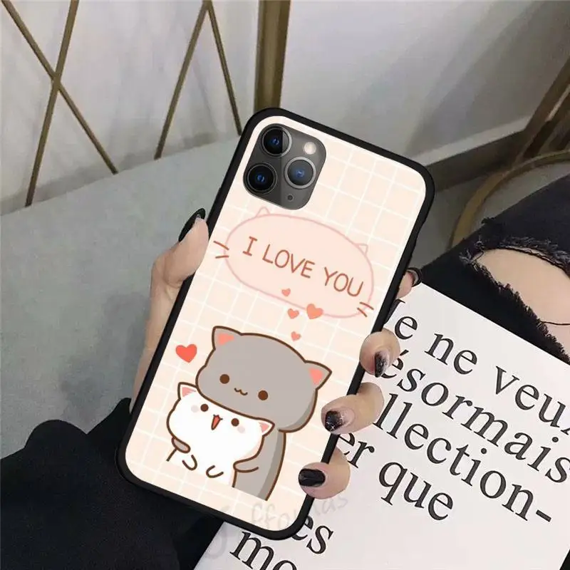 

Jemy Peach Cat Cartoon love cute Phone Case For iphone 8 11 12 Redmi note 8 9 s huawei p 30 pro lite plus cover shell funda