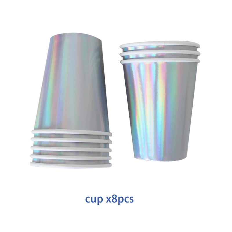 cup B x8pcs Космические вечерние украшения Вселенная одноразовые пластины стаканчики посуда наборы Гирлянда украшение торта верхушка Дети День рождения воздушные шары - Цвет: cup B x8pcs