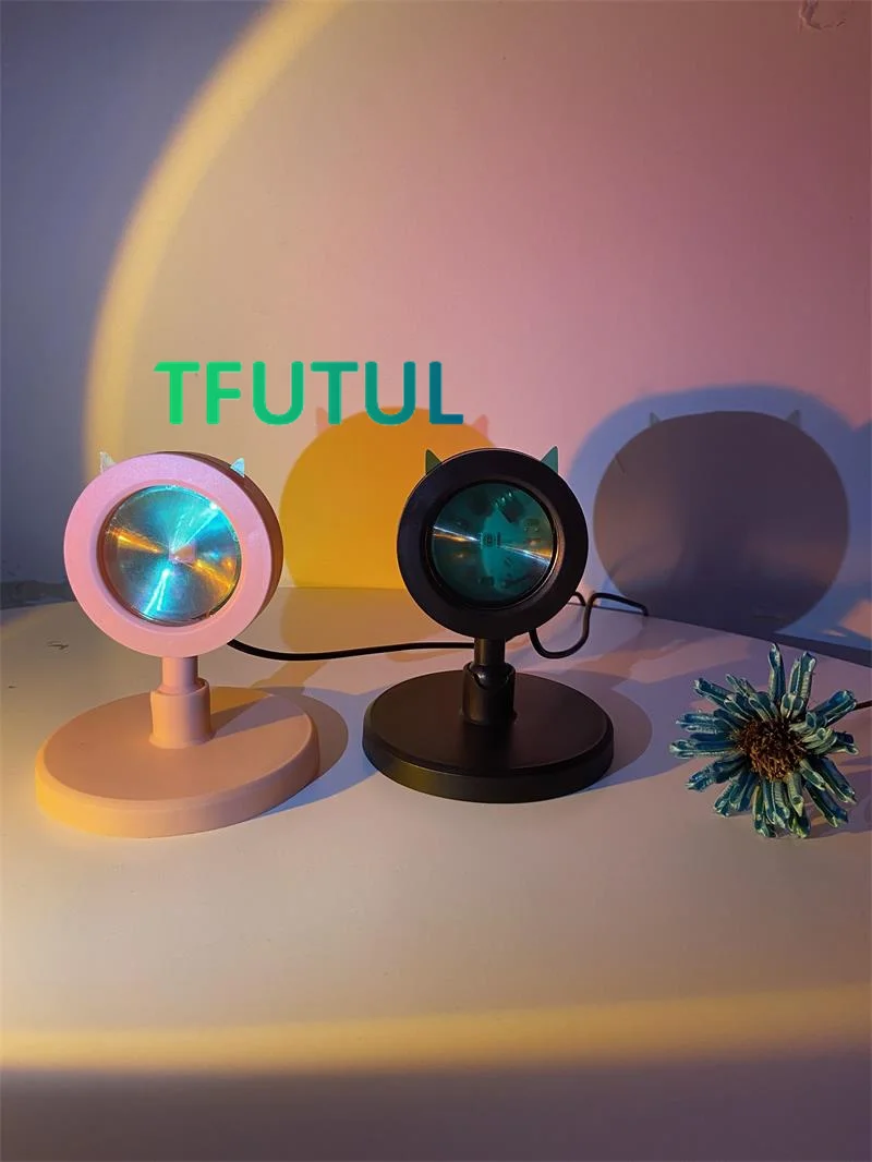 

Sunset Lamp Cat Ears RGB Color Desk Lamp Atmosphere Lamp Sunset Table Lamp Decoration Room Small Night Light
