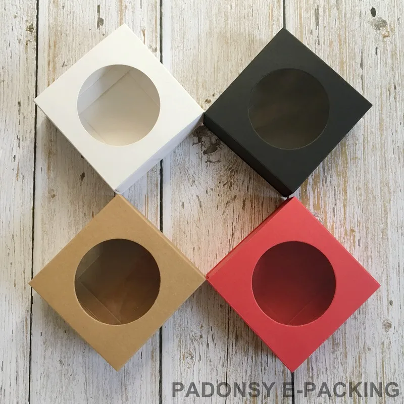 20 шт. коробка из крафт бумаги прозрачная оконная горка открытая для ювелирных