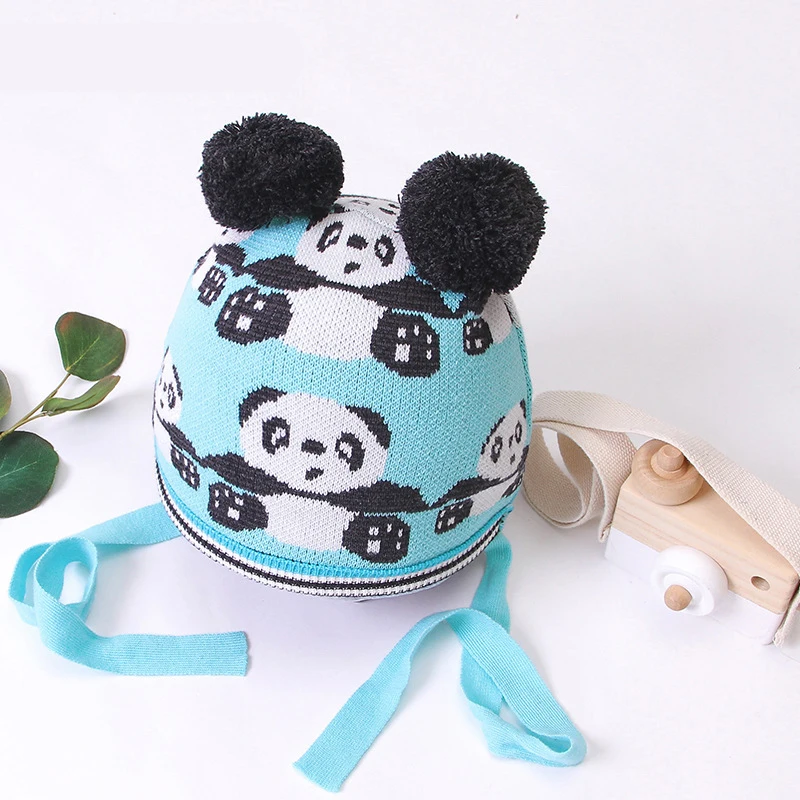 Шапка в клетку для новорожденных зимняя теплая детская шапка вязаная Милая