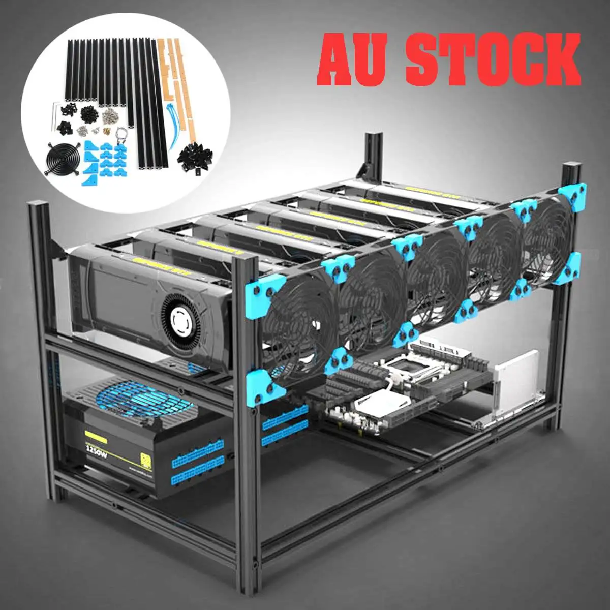 Miner Park алюминиевый чехол с двойной рамкой 6 GPU для работы на открытом воздухе