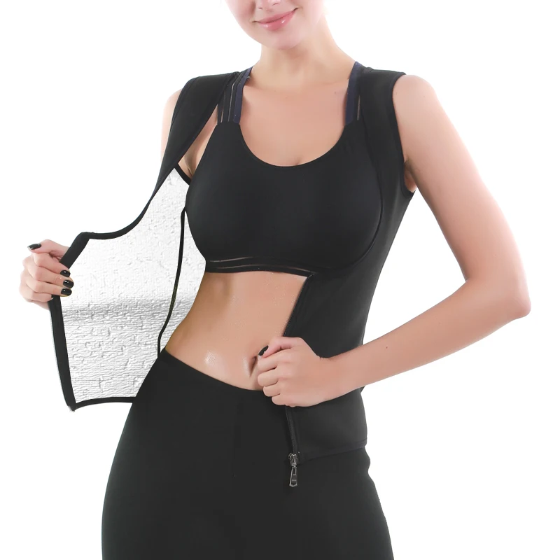 

Four Seasons Women Tank Tops Sweat Sauna Vest Silver Coating Body Shaper Waist Trainer Corset Modeling Belt Slimming Shapewear
