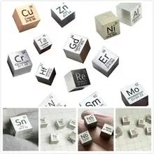 Cubos de densidad de Metal, elemento de 25,4/25/10mm para la colección de la tabla periódica, niobio/itrio/tungsteno/zinc/Cobalto, 1 ud.
