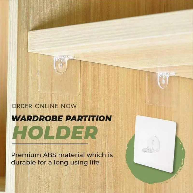 

1/5pcs Hooks Transparent Strong Self Adhesive Wardrobe Partition Holder ABS Material which is Duranl