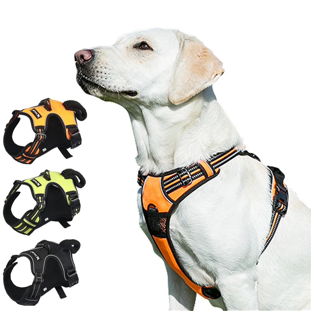 

Pet Reflective Nylon Dog Harness No Pull Adjustable Medium Large Naughty Dog Vest Safety Vehicular Lead Walking Running