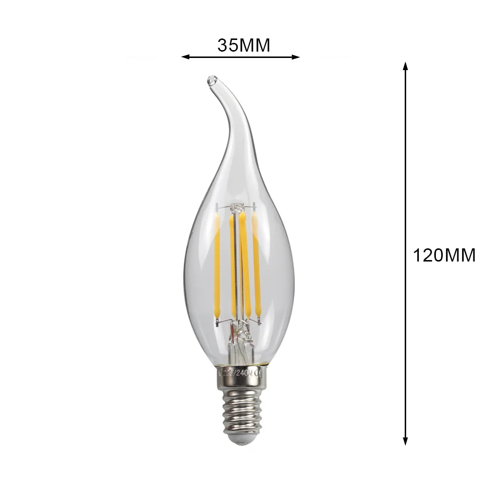 

TIANFAN 10pcs/Pack Led Bulb C35 Tail 4W Candle Light Bulb E14 E12 220V 110V 2700K Warm White Edison Bulb Chandelier Light Bulbs