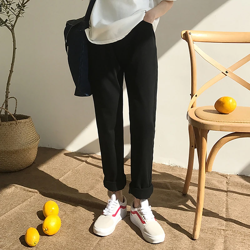 Женские широкие джинсы бойфренды винтажные штаны с высокой талией черные