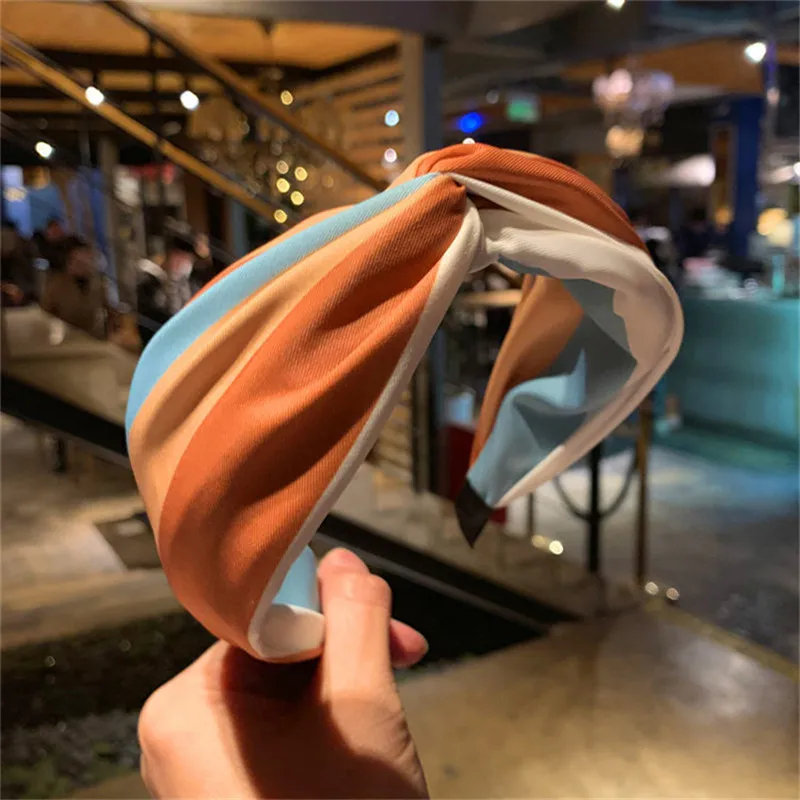 

Fashionable Women Hairbands Top Cross Knotted Headband Girls Wide Side Hair Hoop Patchwork Hair Accessories