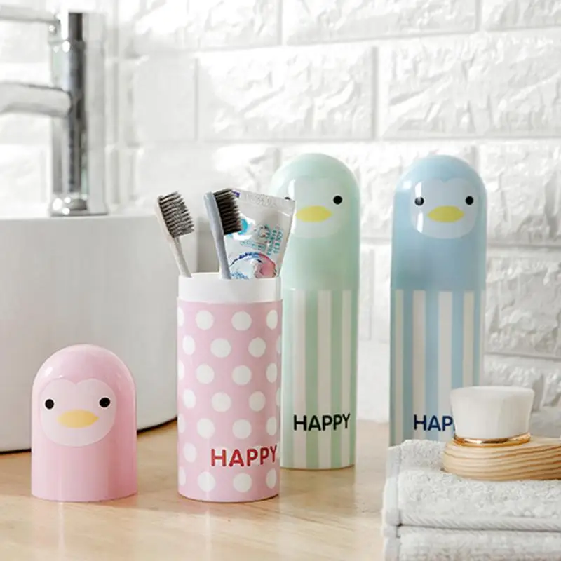 

Cute Cartoon Penguin Toothbrush Cup Travel Mug Portable Toothbrush Toothpaste Holder Case Toothbrush Cup Holder Bath Storage Box