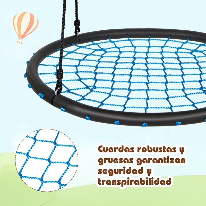 

40'' Spider Web Tree Swing Set Sturdy Steel Frame Thick Ropes Adjustable Heights Premium Sponge Wrapped Outdoor Patio Swings