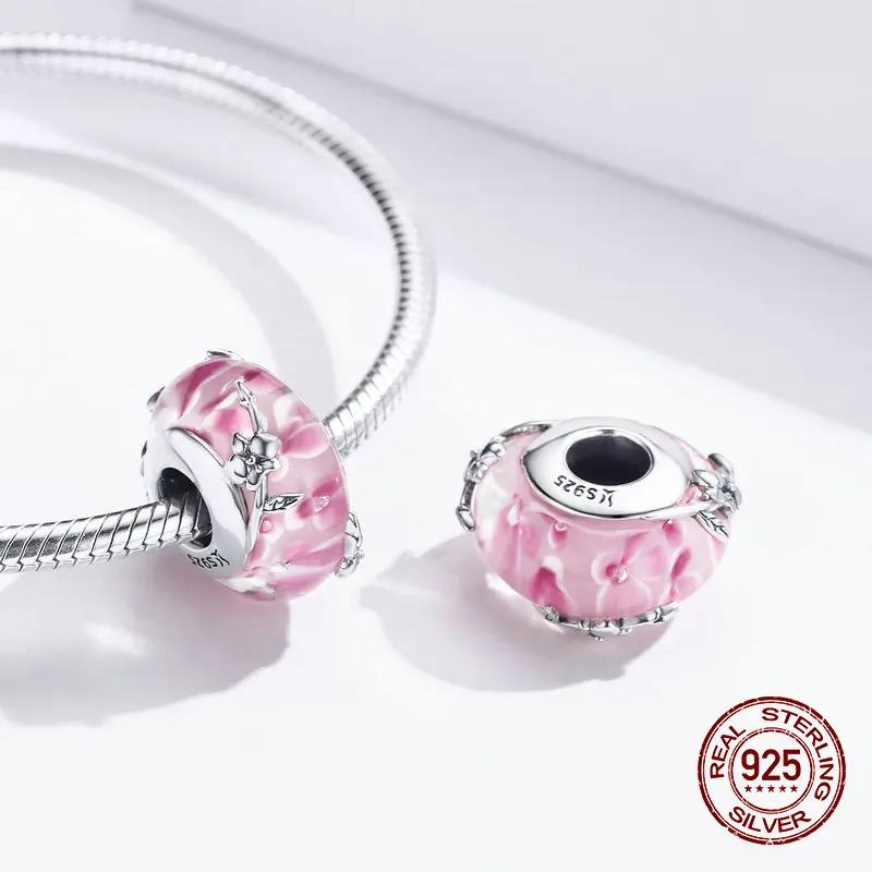 Подвеска из серебра 925 пробы с розовыми кристаллами | Украшения и аксессуары